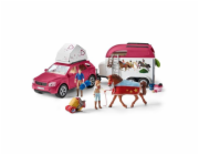 Schleich Horse Club Dobrodružství s přívěsem na auto a koně, autíčko