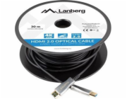 LANBERG Aktivní optický kabel High Speed with Ethernet 2.0, 4K@60Hz, M/M, délka 30m, černý, zlacené konektory
