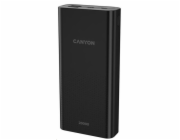 CANYON powerbanka PB-2001, 20000mAh Li-poly, Input 5V/2A microUSB + USB C, Output 5V/2.1A USB-A, černá