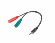 Lanberg Jack 3,5 mm - Jack 3,5 mm x2 0,2 m kabel černý (AD-0023-BK)