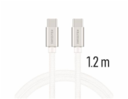 Swissten Datový Kabel Textile USB-C / USB-C 1,2 M Stříbrný