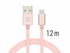 Swissten Datový Kabel Textile Usb / Usb-C 1,2 M Růžovo/Zlatý
