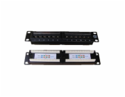 DATACOM Patch panel UTP 10" 12 port CAT5E, 2x6 pozic, 1U, zadní zářez, černý