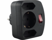 REV 3-fach Adapter mit Schalter schwarz