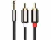 Kabel Libox Jack 3,5 mm - RCA (Cinch) x2 3m stříbrný (LB0093)