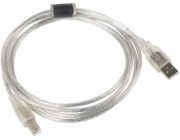 Lanberg CA-USBA-12CC-0018-TR USB-A (M) na USB-B (M), 1,8m LANBERG USB-A (M) na USB-B (M) 2.0 kabel 1,8m, transparentní