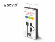 Savio CL-128 USB kabel USB 2.0 1 m USB A USB C/Micro-USB A Černá
