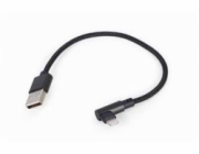 Gembird kábel nabíjací Lightning 8-pin (M) 90° na USB 2.0 (M), 0.2 m, čierny