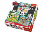 Puzzle 3v1 Mickey Mouse - S přáteli