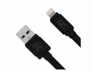 USB zelená buňka GcMatte Lightning Plochý kabel 25 cm s rychlým nabíjením kabelu Apple 2.4A
