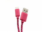 Sbox USB A - Micro USB kabel - 1M, růžový