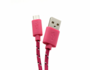 Sbox USB A - Micro USB kabel - 1M, růžový