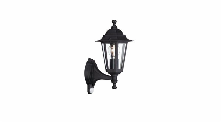 PEKING BLACK WALL LUMINAIRE WALL LAMP WITH MOTION SENSOR 1X E27/ 60W IP44 ALUMINUM/ GLASS