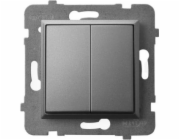 Ospel Aria Dvouskupinový svícnový vypínač, matně šedý (LP-2U/m/70)