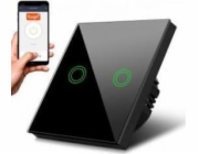 MacLean Touch Switch MacLean MCE714B Double, Smart, Tuya App, Glass, Black s kulatou sub -sea. Tlačítko, 86x86mm