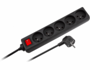 Rebel Black Network 5 Sockets se spínačem, 3M kabel (1,5 mm)