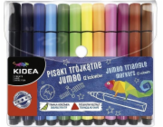 Trojúhelníkové fixy Derform Jumbo 12 barev KIDEA