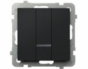 Ospel Trojitý spínač Sonata 10AX IP20 černá metalíza (LP-13RS/m/33)