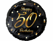 GoDan B&C Happy 50 Birthday fóliový balónek, černo-zlatý