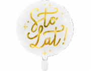 Plastový balón PartyDeco Jeden sto let!, 35 cm, bílá velikost