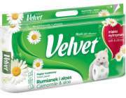 Sametový celulóza toaletní papír Velvet Rumianek a Aloe, 3 vrstva, 8 ks, bílá