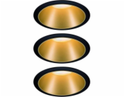 Paulmann Vestavné svítidlo Cole Coin 3cestné stmívatelné LED 3x6,5W 2700K 230V Černá/Zlato-Mat/Plast