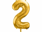 Party Deco Foil balónek číslo 2, 86cm, univerzální zlatý