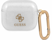 Ochranné pouzdro Guess GUA3UCG4GT Transparent Glitter Collection pro AirPods 3 bílé