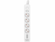 Napájecí lišta KERG s jističem - 4 zásuvky 3USB 16A 3m
