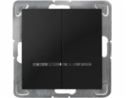Ospel IMPRESJA Dvouskupinový lustrový spínač s modrým podsvícením, černá metalíza LP-2YS/m/33