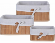 Sada košíků bambus / textil 3 ks přírodní KO-MA1000020