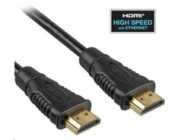 PremiumCord HDMI High Speed + Ethernet kabel, zlacené konektory, 1m