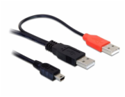 DeLOCK USB 2.0 Y-kabel, 2x USB-A zástrčka > Mini-USB zástrčka