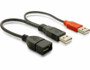 Delock Napájecí kabel USB A samice z 2xUSB A samec. délka 22,5 cm