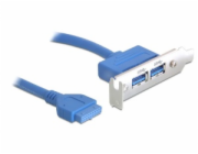 Delock záslepka 1x interní 19pin USB 3.0  > 2 x USB 3.0-A samice externí - low profile
