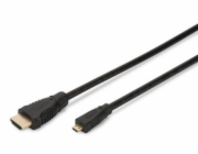 Digitus HDMI/D na HDMI/A připojovací kabel 2m, pozlacené kontakty