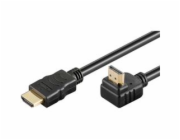 Kabel HDMI High Speed+Ethernet zlacený zahnutý konektor 90° 1m