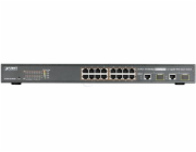 Planet FGSW-1816HPS L2 switch, 16x100Mb, 2x1Gb SFP, 16x PoE 802.3at 220W