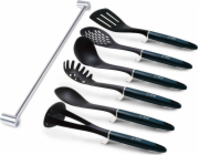 Kuchyňské náčiní s nástěnným držákem 7 ks Aquamarine Metallic Line BH-6326