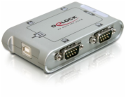 DeLOCK USB 2.0 Adapter, USB-A Stecker > 4x Seriell RS-232 Stecker (silber, inkl. 1 Meter Verlängerungskabel)