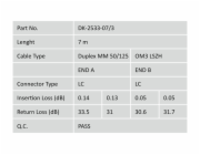 DIGITUS Fiber Optic Patch Cord, LC to LC, Multimode, OM3, 50/125 µ, Duplex Length 7m