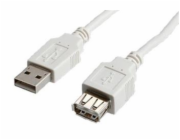 Kabel USB 2.0 A-A 1,8 m prodlužovací, bílý/šedý