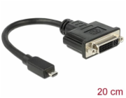 Delock - Video adaptér - 19 pin micro HDMI Type D s piny (male) do DVI-D se zdířkami (female) - 20 cm - černá