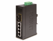 Planet ISW-511T, 4x 10/100Base-TX+ 1x 100FX 2km, MM, DIN, IP30, -40~75°C