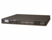 Planet FGSW-1822VHP PoE switch, 16x100,2x1000-TP/SFP, LCD, VLAN, IEEE 802.3at<300W