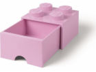 LEGO úložný box 4 s šuplíkem světle růžová