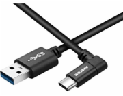 AVACOM datový a nabíjecí kabel USB - USB Type-C, 100cm, konektor v úhlu 90°, černý