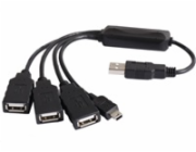 PremiumCord USB 2.0 HUB 4-portový, černý kabel