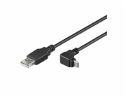 PremiumCord Kabel micro USB 2.0, A-B, konektor do úhlu 90° 1m (černý)