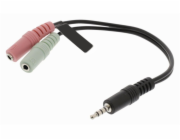 NEDIS redukce pro headsety/ zástrčka 3,5mm jack - 2x zásuvka 3,5 mm jack/ černá/ 20cm